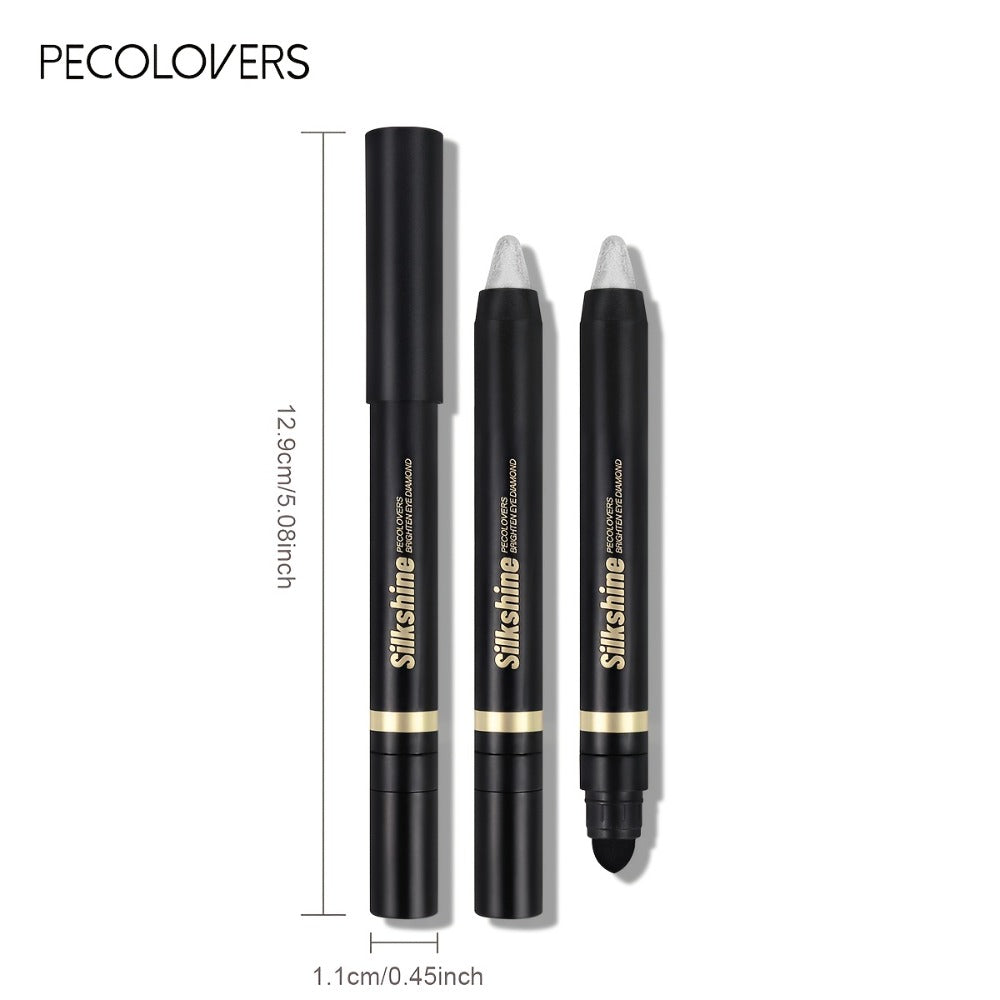 Shimmer Glitter Eyeshadow Stick Set 6 Pcs Dual-Tipped Eye Pencil with Blending Brush Creamy, for Makeup, Travel and Everyday Vanity Use