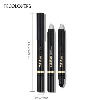Shimmer Glitter Eyeshadow Stick Set 6 Pcs Dual-Tipped Eye Pencil with Blending Brush Creamy, for Makeup, Travel and Everyday Vanity Use