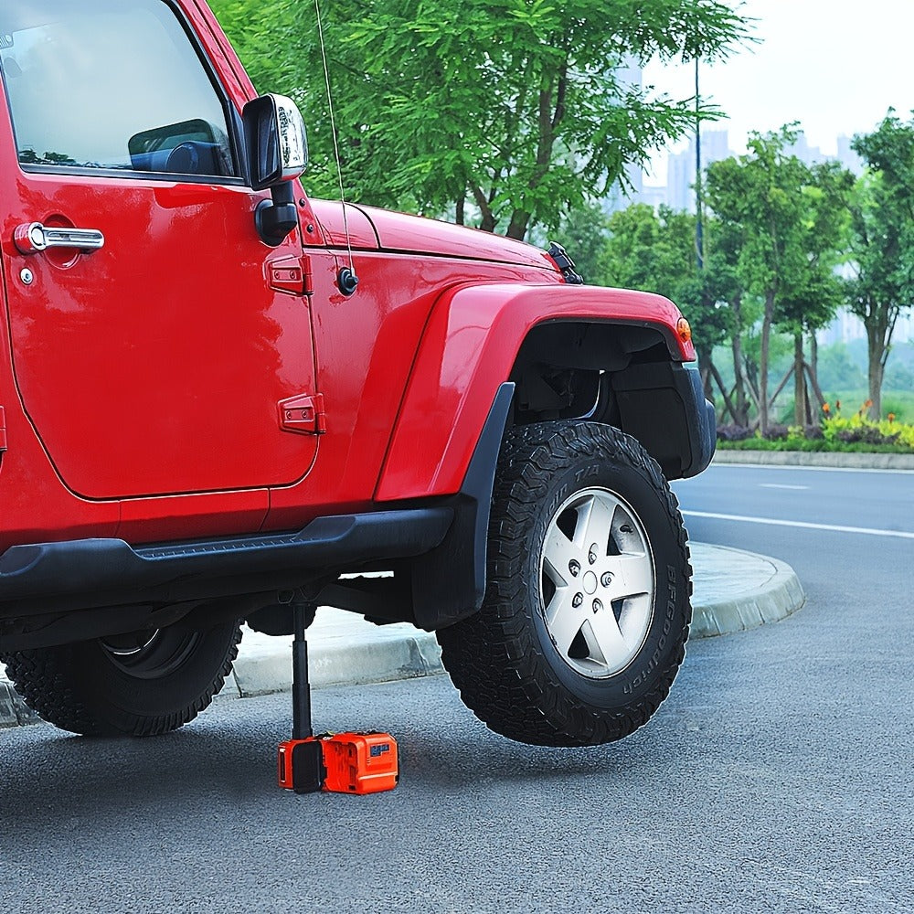 Electric Car Jack Kit 5 Ton 12V Hydraulic Lift – 6.1–17.7" Range with Impact Wrench for SUV Sedan Truck Tire Change & Garage Repair