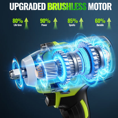Cordless Impact Wrench Brushless Motor 3-in-1 High Torque, Rechargeable Battery, Design, Variable Speed