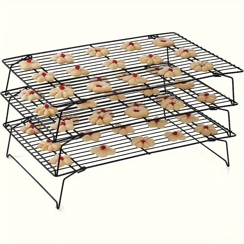 Cooling Rack for Baking Set of 3 Collapsible Stackable Wire Rack Stainless Steel Cookie for Home Cooking, Dining and Outdoor Meals