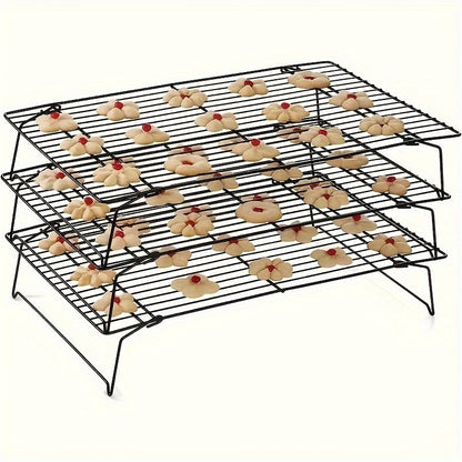 Cooling Rack for Baking Set of 3 Collapsible Stackable Wire Rack Stainless Steel Cookie for Home Cooking, Dining and Outdoor Meals