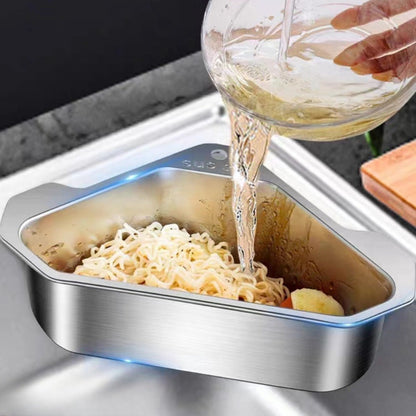 Kitchen Drain Strainer Basket 304 Stainless Steel Triangular Corner Sink Filter, for Home Plumbing Maintenance and Repair