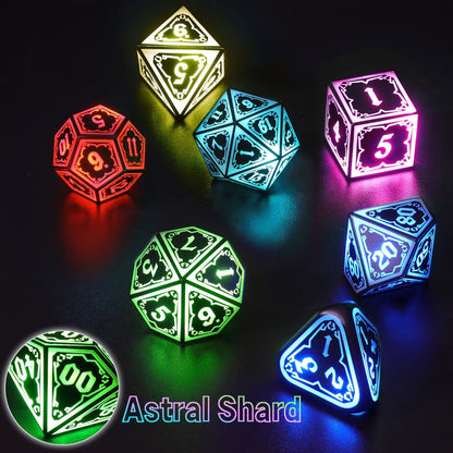 RGB LED DND Dice Set Rechargeable 7pcs, Illuminated Polyhedral Dice with Type-C Charging Case for D&D RPG Tabletop Games