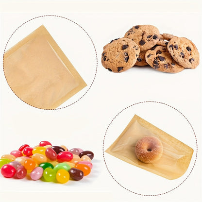 Cookie Bags with Window 300pcs Kraft Paper Bags with Thank You Stickers Grease Resistant for Entryways, Bedrooms and Living Spaces