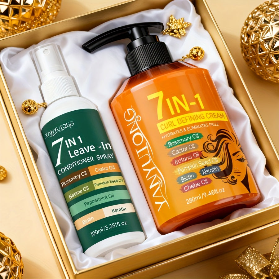 Two-Piece Curl Styling Set with 280ml Pump Cream, 100ml Leave-In Spray and Six Named Formula Markers