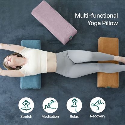 Yoga Bolster Pillow – Long Supportive Cushion for Restorative Yoga & Floor Sitting, Carry Handle & Machine Washable Cover for Meditation