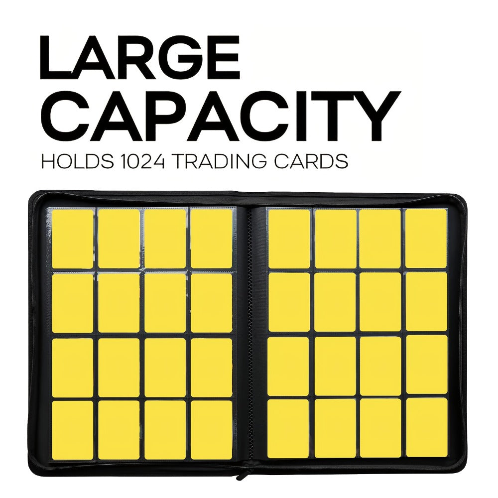 Trading Card Binder Ringless 16 Pocket – Double-Sided Side-Loading Zipper Card Album for Pokemon MTG TCG Sports Cards K-pop Photocards Large