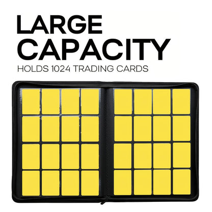 Trading Card Binder Ringless 16 Pocket – Double-Sided Side-Loading Zipper Card Album for Pokemon MTG TCG Sports Cards K-pop Photocards Large