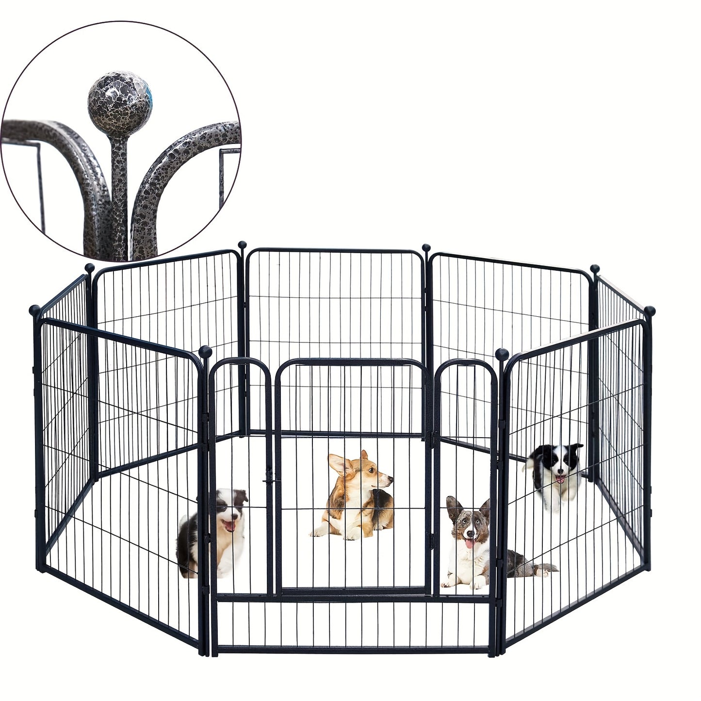 Outdoor Dog Enclosure Fence Panels – 32" Heavy Duty Hammer Design Dog Playpen, Expandable Garden Barrier for Small to Medium Dogs