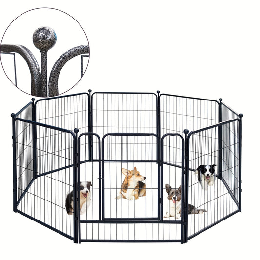 Outdoor Dog Enclosure Fence Panels – 32" Heavy Duty Hammer Design Dog Playpen, Expandable Garden Barrier for Small to Medium Dogs