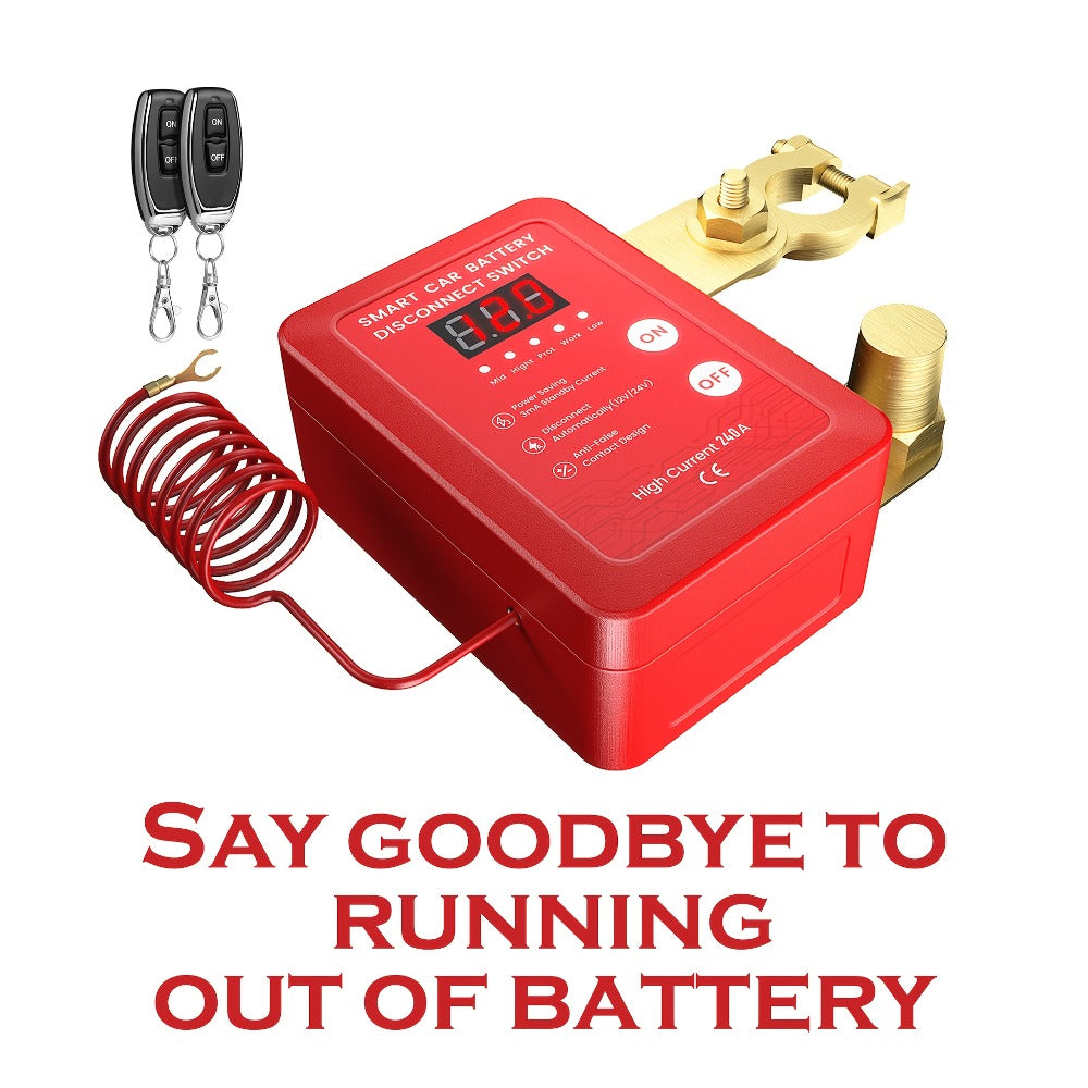 Wireless Battery Kill Switch – 12V/24V 240A Remote Control Cutoff with LED Voltage Indicator, Auto Shutdown