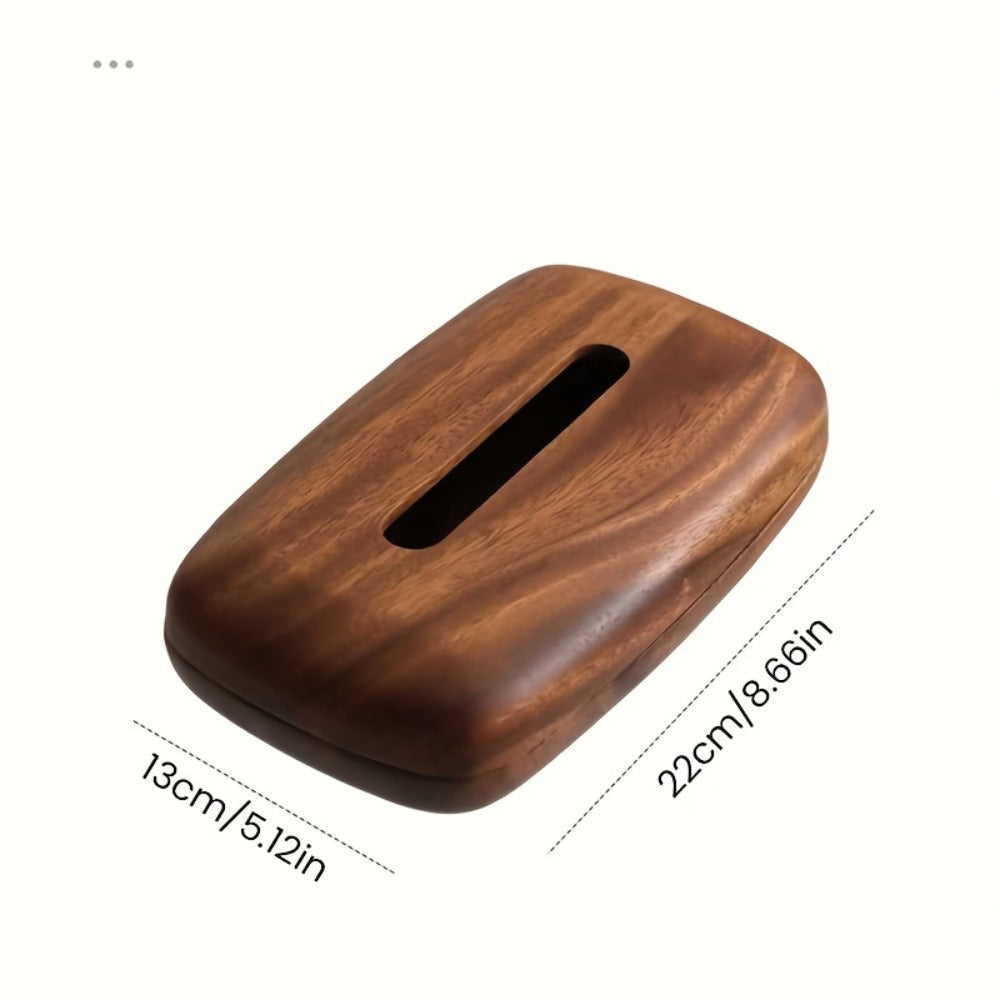 Walnut Tissue Box Cover Holder - Modern Minimalist Rectangular Decorative Napkin Dispenser with Premium Walnut Veneer Top