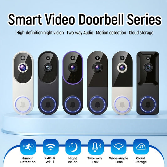 166° Ultra Wide Angle Smart Doorbell Camera 2K HD Wireless WiFi, AI Human Detection, Two-Way Audio