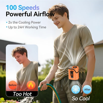 Portable Fan 3600mAh Three-in-One Waist Clip Model with Adjustable Speeds, LED Light and Digital Display