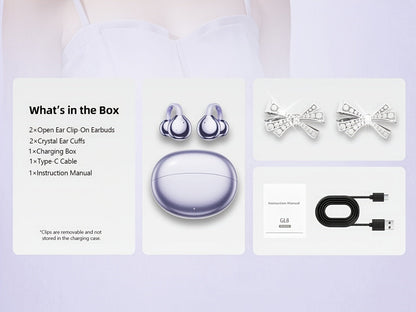 Butterfly Earring Wireless Earphones Open-Ear AI Translation HD Calls Touch Control for Bedside Audio, Alarms and Room Entertainment