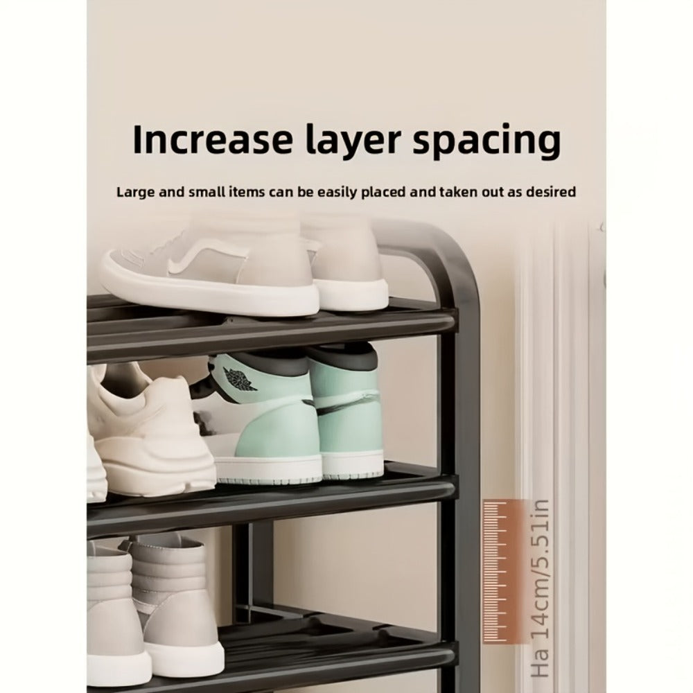 Shoe Rack 5-Tier Narrow Floor Organizer for Up to 18 Pairs in Black or White Tool-Free Options