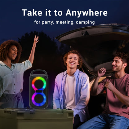 Portable Bluetooth Boom Box Speaker with Dual Subwoofer Heavy Bass, 2500W Stereo Sound System, FM Radio