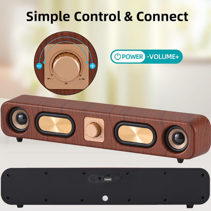 Retro Wood Grain Bluetooth Speaker Dual 2-Inch Woofers 10W Wireless Desktop Soundbar TF AUX for an Everyday Personal Care Routine