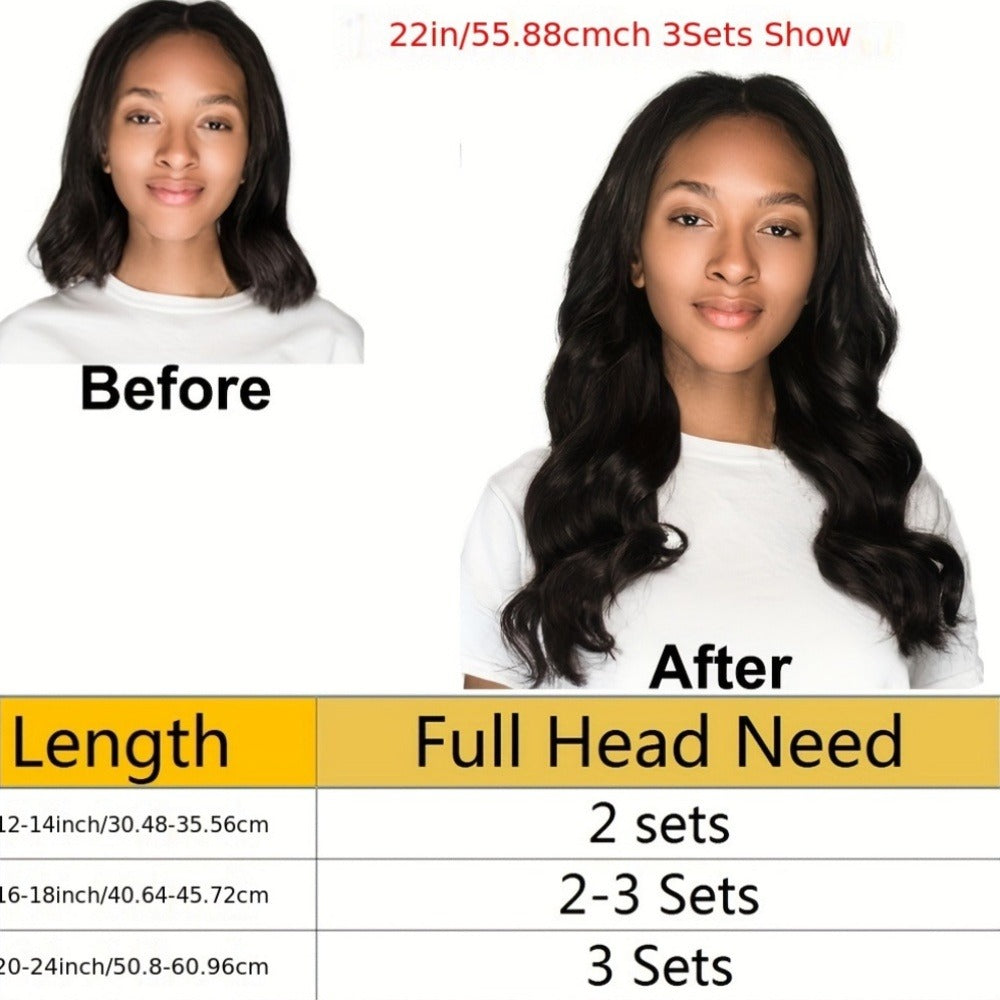 Clip In Human Hair Extensions Body Wave 8pcs 120g Full Head Real Human Hair Clip Ins Natural, for Home, Travel and Salon Hair Styling