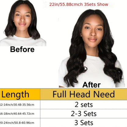 Clip In Human Hair Extensions Body Wave 8pcs 120g Full Head Real Human Hair Clip Ins Natural, for Home, Travel and Salon Hair Styling