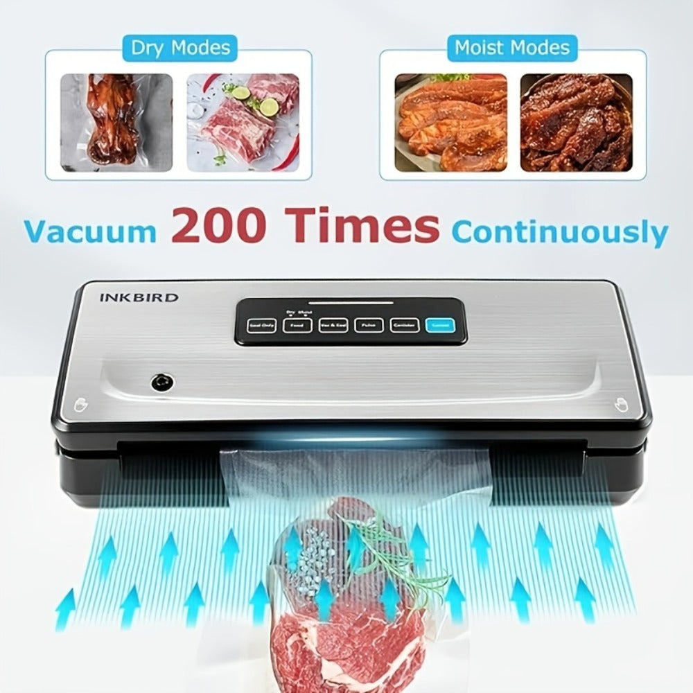 Vacuum Sealer Machine 85KPA, INKBIRD 10-in-1 Food Sealer with Bag Storage, Built-In Cutter, Moist/Dry/Pulse/Liquid/Canister Modes