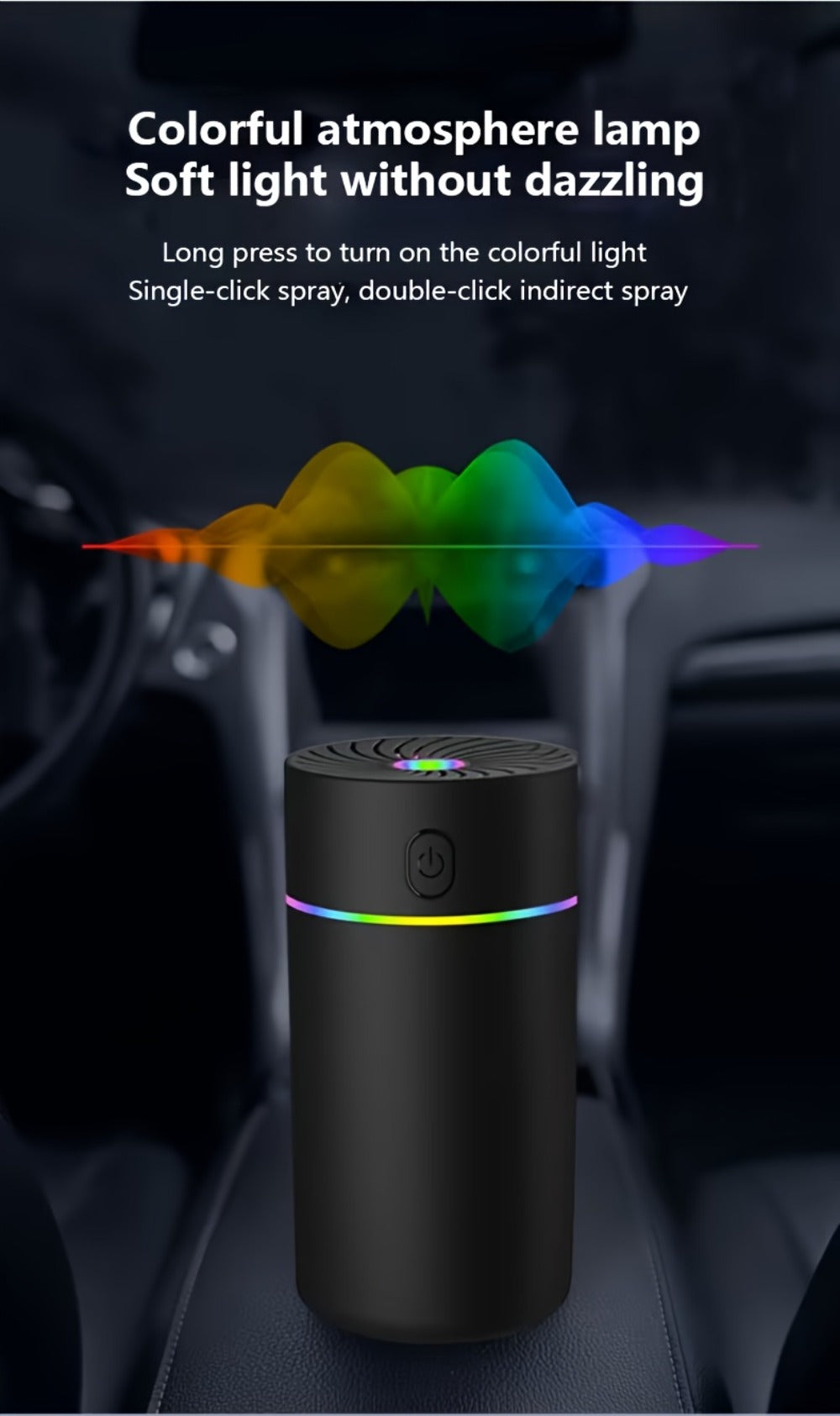 USB Cool Mist Humidifier with Color-Changing Night Light, Portable Desktop Car Aromatherapy Humidifier Nano Fine Mist Facial Steamer