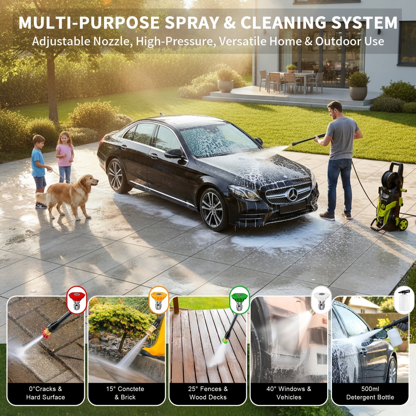 Electric Pressure Washer High PSI for Garden, Patio and Yard Use, with the Listed Configuration