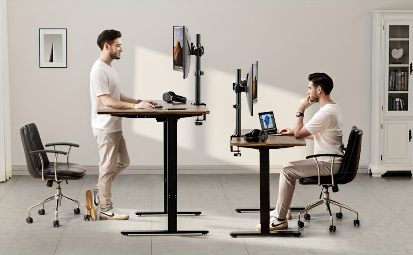 Single & Dual Monitor Mount for 13-32 Inch Screens, VESA Desk Mount Arm, 16.3" Height Extension, ±45° Tilt ±90° Swivel