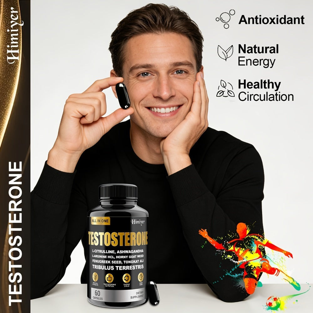 Male Testosterone Support Capsules with Maca Root, Epimedium, L-Citrulline & Ashwagandha, Men's Vitality