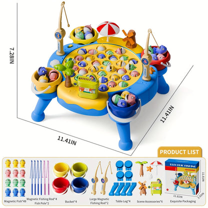 Magnetic Fishing Game for Kids 66 Pieces, Ocean Fishing Toy Set with Rods for Toddlers Ages 3 4 5 6