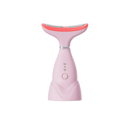 LED Neck Massager 7-Color Light Therapy Vibrating Face & Neck Device, USB Rechargeable Portable Electric Facial Massage Tool Beauty Gift