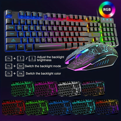 Complete 5-in-1 Gaming Setup Bundle RGB, 104 Keys Wired Keyboard, 2400 DPI Optical Mouse, Gaming Headphone