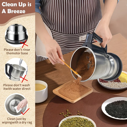 Electric Coffee Grinder 300W 25000RPM, 8-Blade Stainless Steel Spice & Grain Mill for Coffee Beans