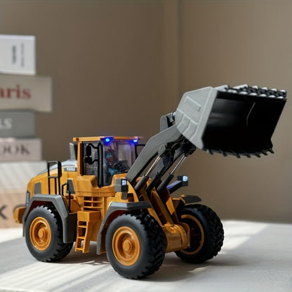 Remote Control Excavator Loader Dump Truck Toy for Kids 2.4GHz Alloy RC Construction Vehicle with Light & Sound