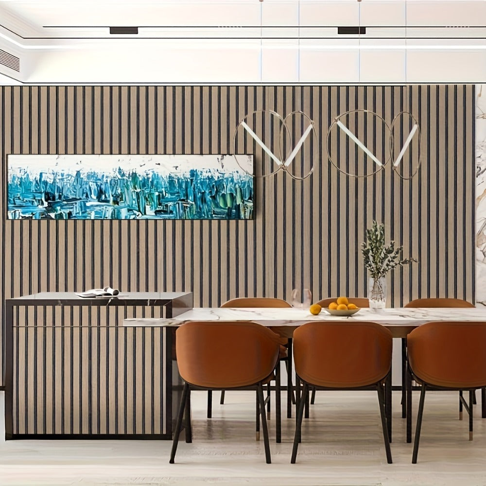3D Wood Grain Wall Panels Self-Adhesive Peel and Stick Soundproof Grid Board Thick Matte, for Entryways, Bedrooms and Living Spaces