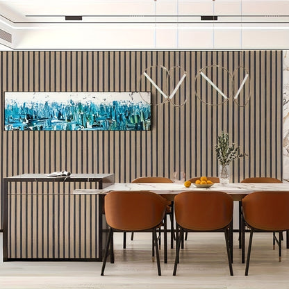 3D Wood Grain Wall Panels Self-Adhesive Peel and Stick Soundproof Grid Board Thick Matte, for Entryways, Bedrooms and Living Spaces