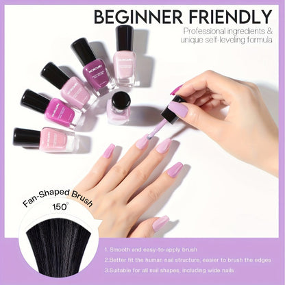 Nail Polish Set 6 Colors Quick Dry Long-Lasting – Hot Pink, Rose Red, Lilac Purple, Nude Pink, Lavender & Violet High Gloss 0.25oz