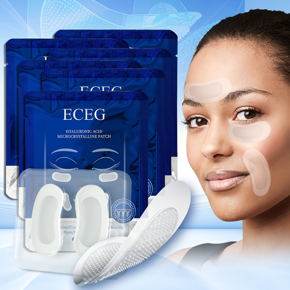 Hyaluronic Acid Microneedle Eye Patches Dissolving Under Eye Nasolabial Fold Anti-Wrinkle Overnight Skin Care Treatment 6 Pairs 3 Boxes