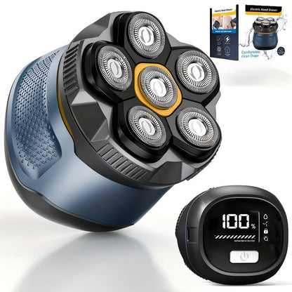 Electric Shaver 6D Dual-Ring Floating Blade with IPX7, Type-C Charging, LED Display and Nose Trimmer