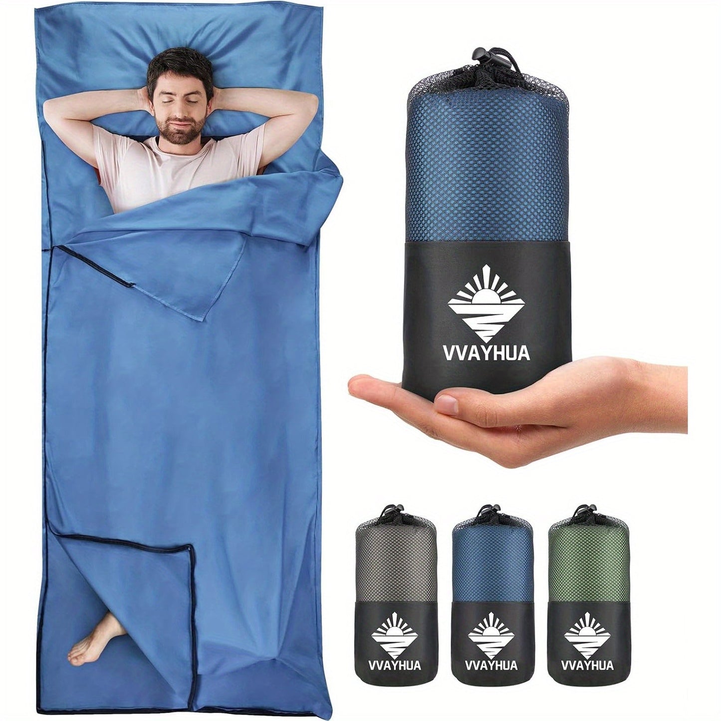 Sleeping Bag Liner for Adults – Two-Way Zipper Sleep Sack with Foot Exposure, Lightweight Portable Travel Sheet for Camping, Hiking