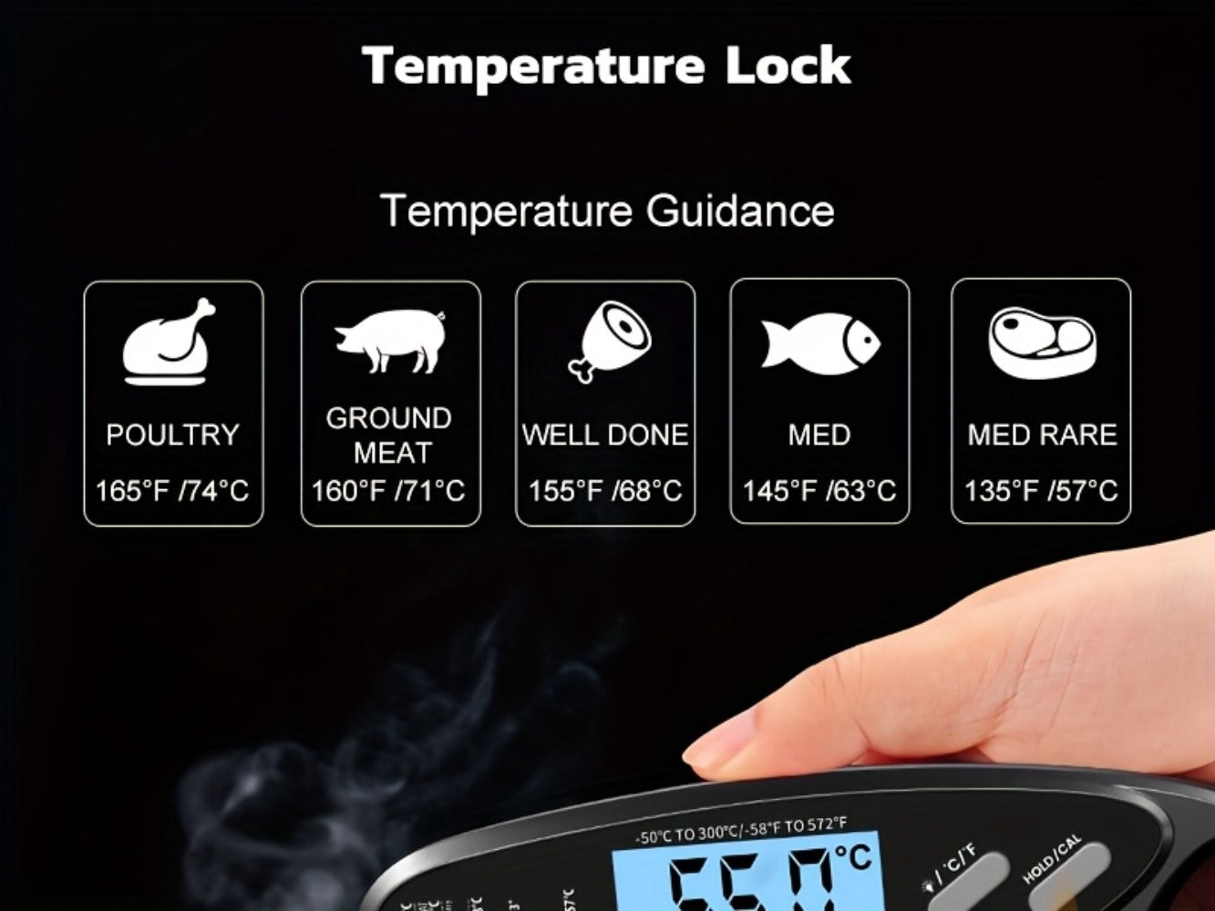 Instant Read Meat Thermometer with Dual Probes Backlit LCD Digital Cooking Thermometer for Grilling, Camping and Outdoor Meals