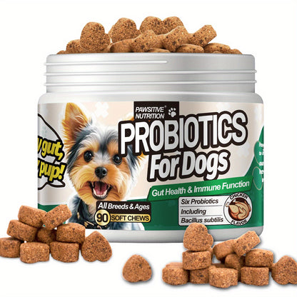 Dog Probiotic Chews for Digestive Health – Chicken Flavor Soft Chews with Probiotics for All Breeds, Supports Gut Health