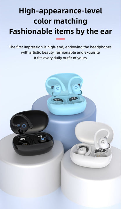 Wireless Earbuds Stereo In-Ear with LED Display Case, Touch Controls and Black, Blue or White Options