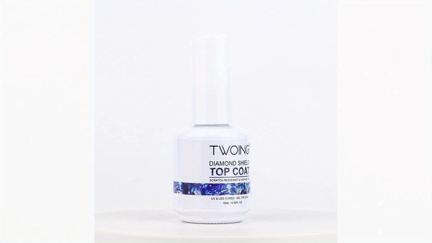 No-Wipe Gel Top Coat 2-Pack Diamond Shine High Gloss – LED Soak-Off Nail Sealer, Long-Lasting Scratch-Resistant Crystal Clear Finish