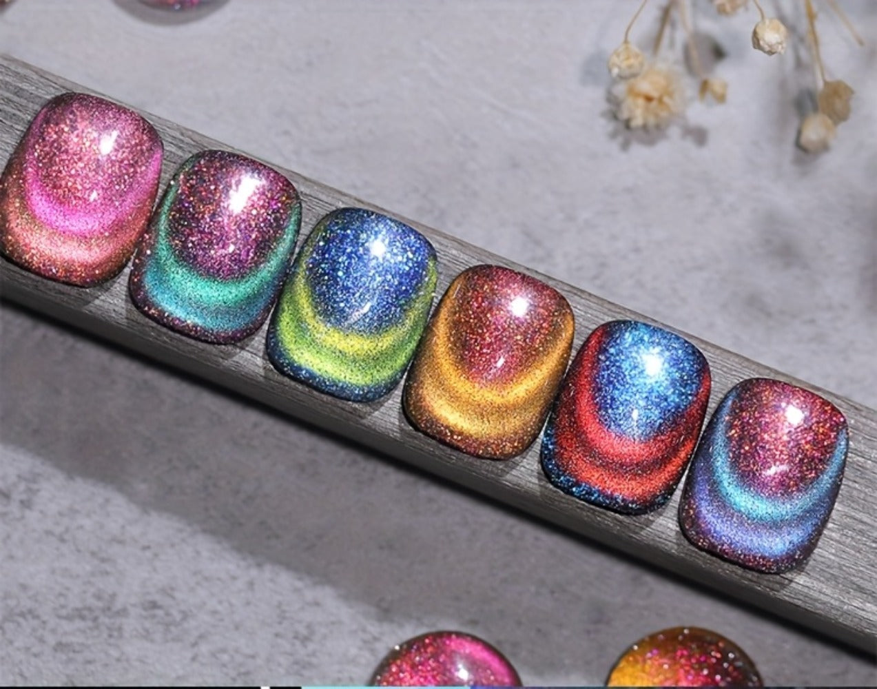Gel Nail Polish BORN PRETTY 6-Piece 10ml Magnetic Cat-Eye Set with Double-Light Reflection