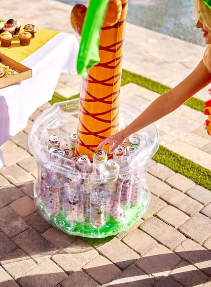 5FT Inflatable Palm Tree Drink Cooler, Tropical Beverage Ice Bucket for Luau Hawaiian Pool Party Decorations