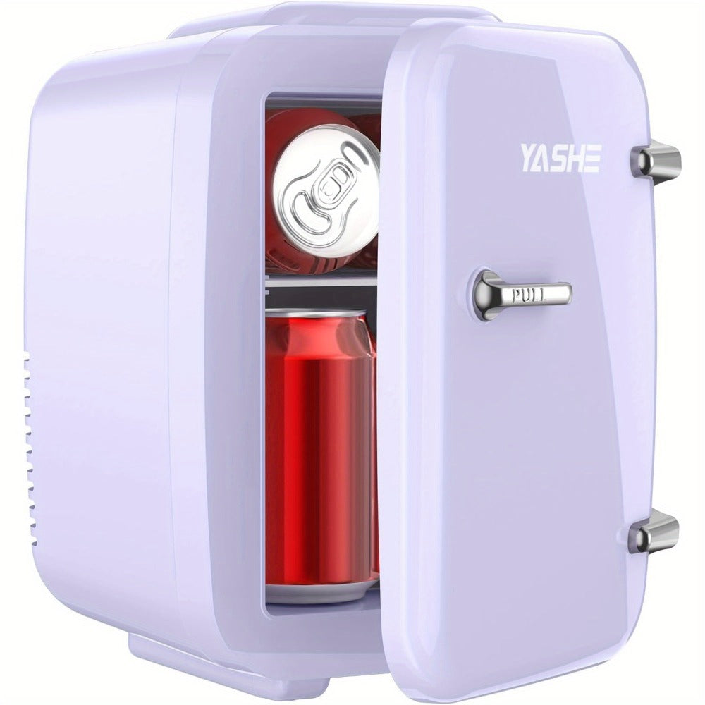 Mini Fridge 4 Liter 6 Cans - Thermoelectric Cooler and Warmer, 110V AC & 12V DC Portable Small Refrigerator for Bedroom