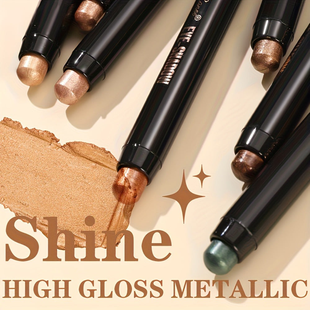Shimmer Eyeshadow Stick Set 12 Pcs Double-Ended Glitter Cream Eye Shadow Pencil Waterproof, for Makeup, Travel and Everyday Vanity Use