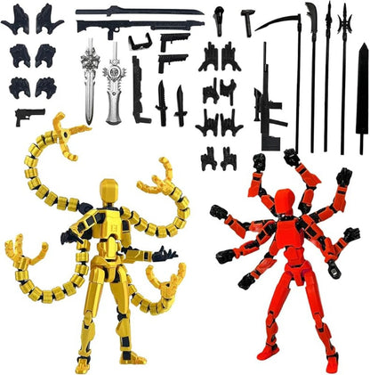 3D Printed Action Figure Set 2pcs T13 – 5.5 Inch Assembled Collectible Desktop Ornament Toy Figures for Game Enthusiasts